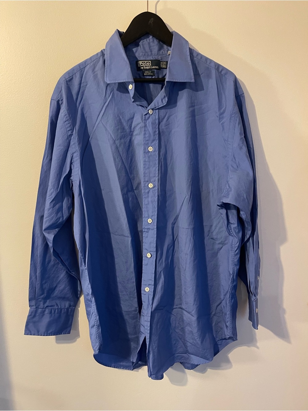 Polo Ralph Lauren Philip Blue Cotton Long Sleeve Dress Shirt Size 17.5